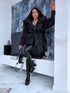 Puffy, short jacket with tie belt - black